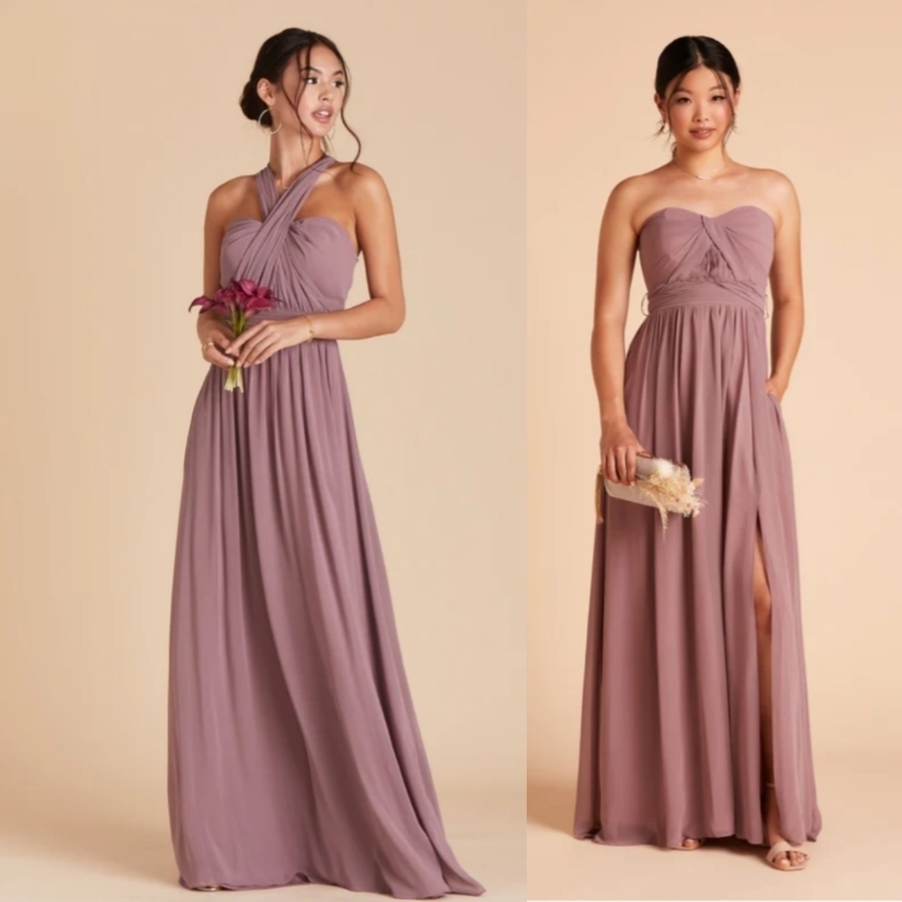 Birdy Grey Chicky Chiffon Dress Women's XS dark Mauve Purple Maxi Dress Gown